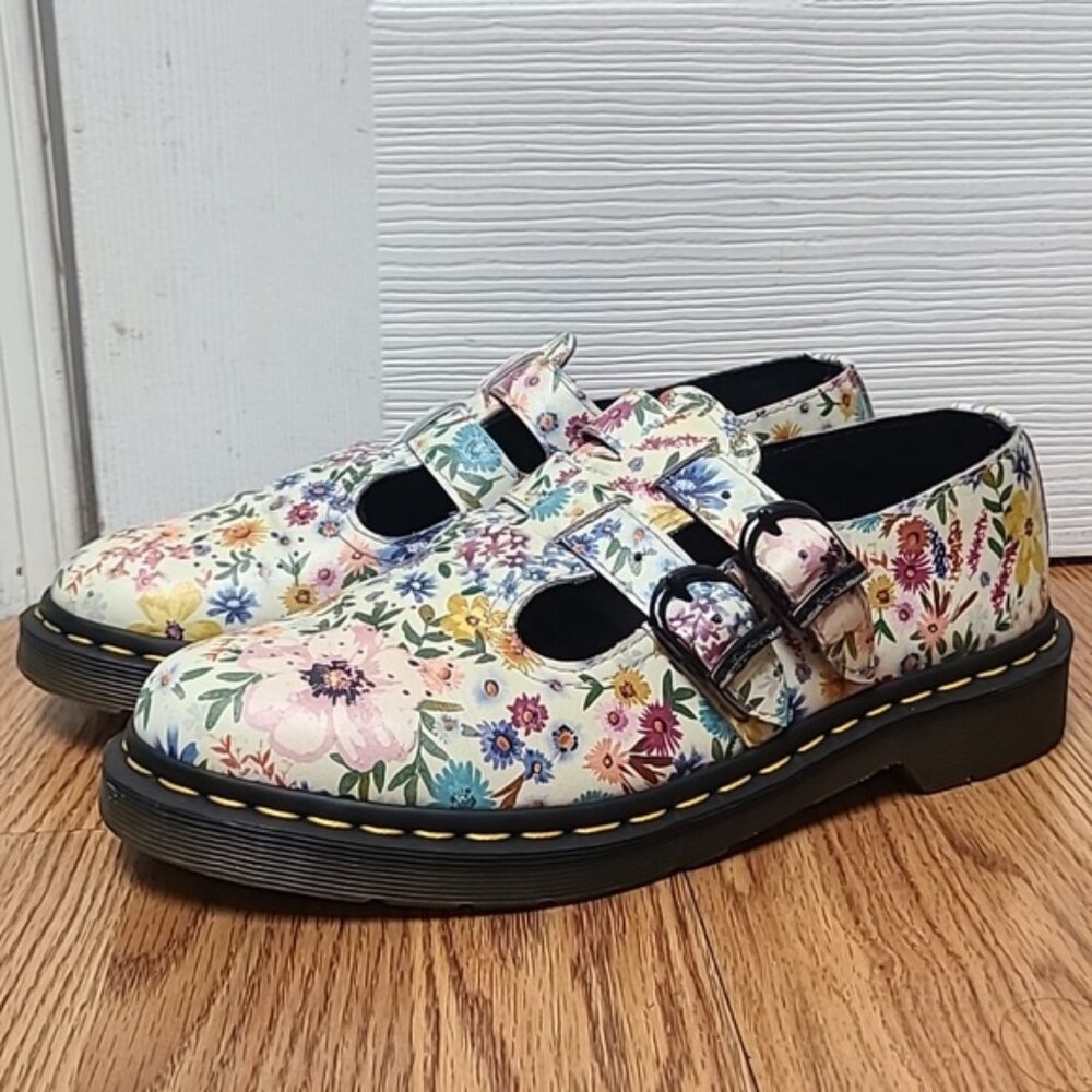 Floral Mary Jane Platform Shoes - White Multi